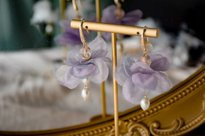 Simple Bridal Flowers Earrings (Lavender)