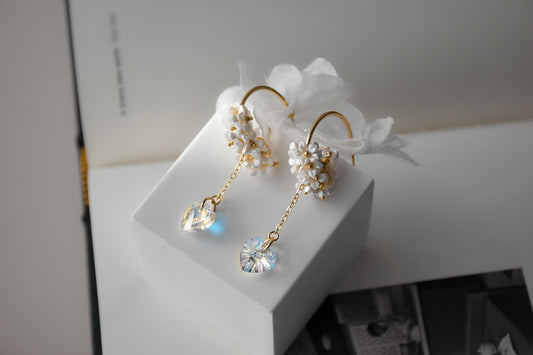 Sparkling heart shape crystal stone earrings