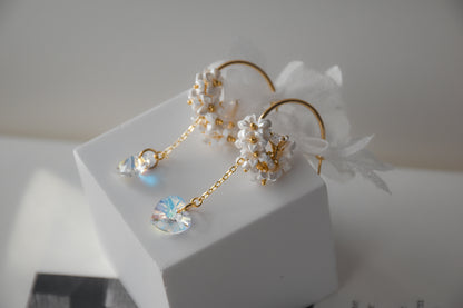 Sparkling heart shape crystal stone earrings