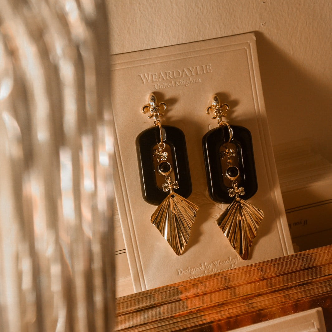 Gold in Black earrings