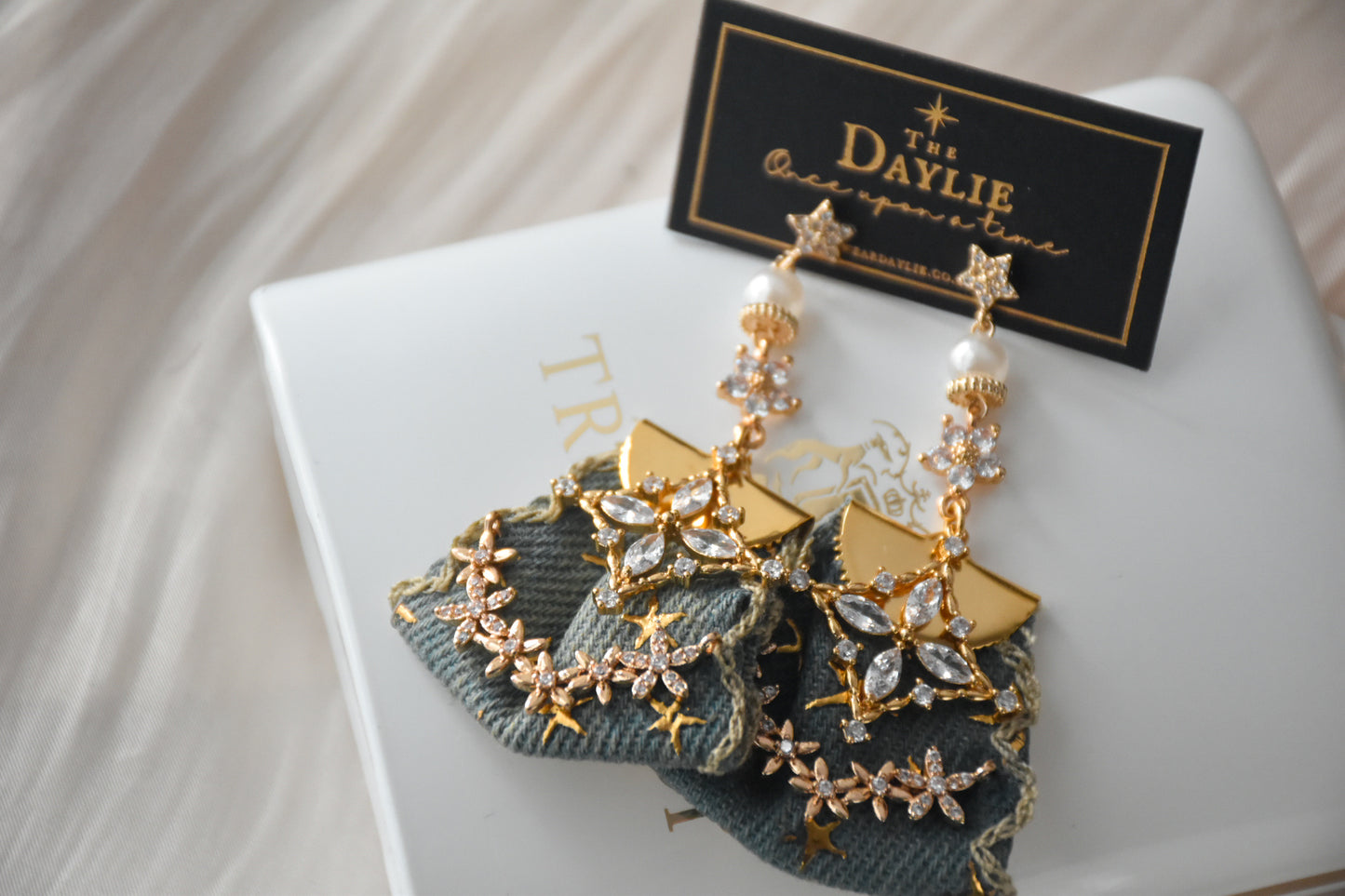 Denim Cross Earrings